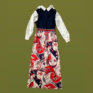 Rare vintage 60’s Long sleeve Paisley Maxi Dress